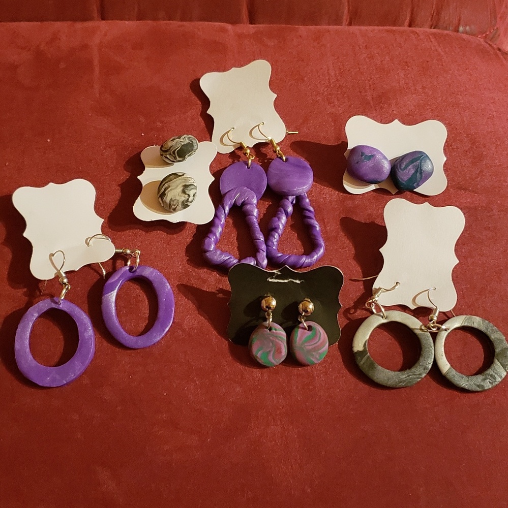 Lot of Wood beaded earrings
